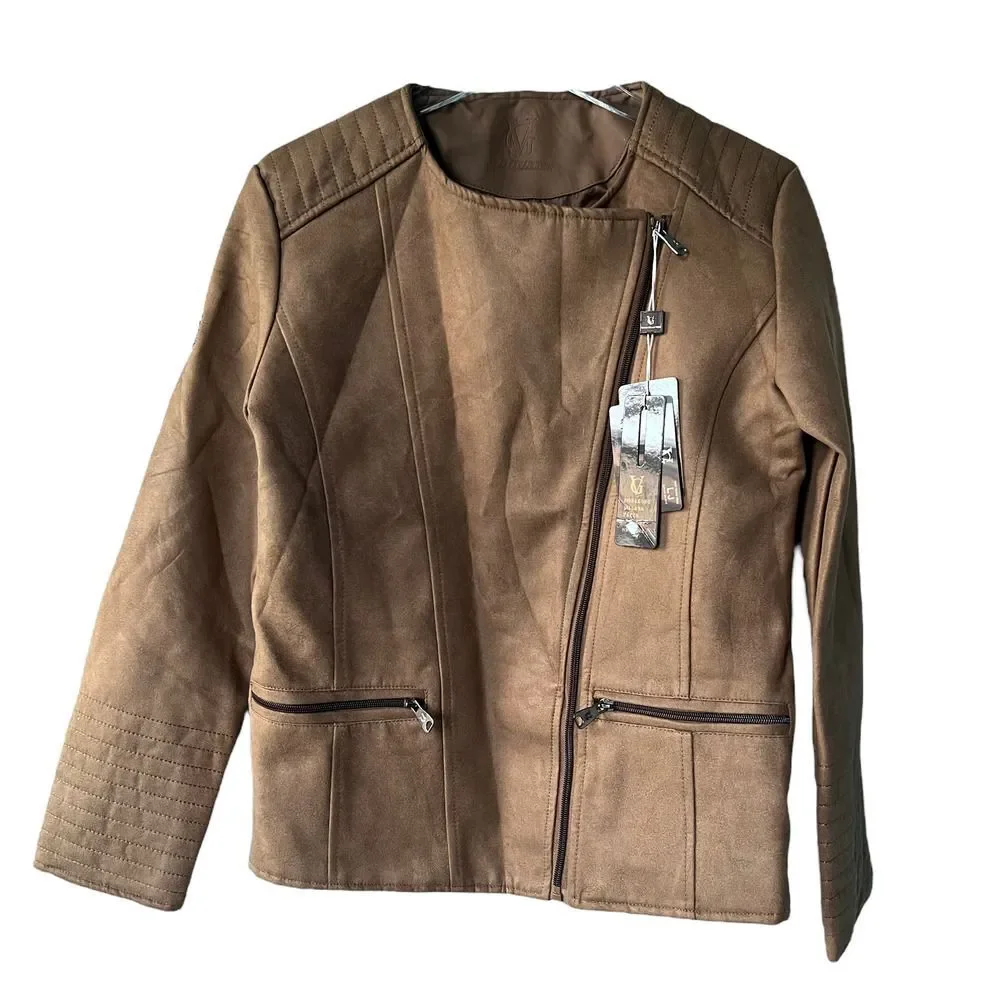 NWT VG World Collection Faux Suede Biker Jacket M - Picture 1 of 8